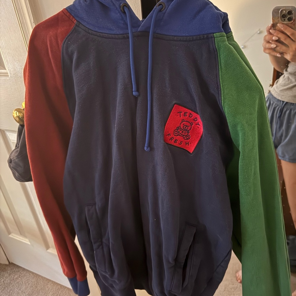 Colorblock Hoodie with Logo Patch